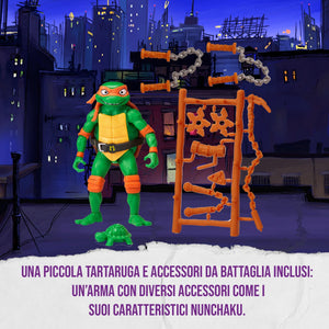 Giochi Preziosi - Michelangelo Tartarughe Ninja Caos Mutante, Michelangelo in versione Action Figure Base Articolata da 12 cm, Personaggio con Armi da Combattimento, Per Bambini dai 4 anni