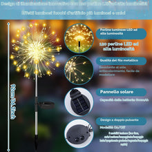 Carica l'immagine nel visualizzatore di Gallery, Luci Solari da Giardino,4 Pezzi 120 LED Luci da Esterno Giardino Solari con 8 Modalità, IP65 Impermeabie Solare Fuochi D