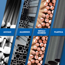 Carica l'immagine nel visualizzatore di Gallery, S&amp;R Seghetto ad Arco Professionale per Metallo 300mm - Lama Bimetallica Ultra Resistente, Taglio di Ferro e Alluminio, M