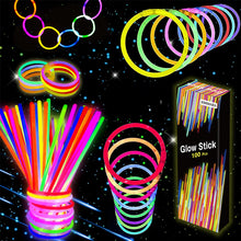 Carica l&#39;immagine nel visualizzatore di Gallery, KIMIMARA Braccialetti Luminosi Fluorescenti - 100 Pezzi Bracciali Luminosi Bambini per Feste con 100 Connettori (A)