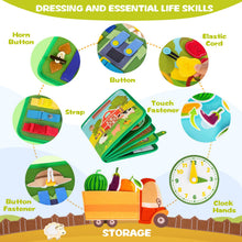 Carica l'immagine nel visualizzatore di Gallery, Quanquer Busy Book per Bambini Piccoli Farm Busy Board Giocattolo Montessori per Bambini di 1 2 3 Anni Attività di Apprendimento Prescolare, Giocattoli da Viaggio per Bambini Piccoli（Versione inglese）