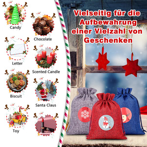 Calendario Avvento fai da te - 2024 Calendario dell' Avvento Vuoto da Riempire,18 x 13 cm Sacchetti Calendario Avvento da Riempire per Bambini Donna Uomo,24 Natale Bustine Calendario Avvento fai da te