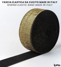 Carica l'immagine nel visualizzatore di Gallery, IPEA Elastico per Cucito LUREX - Corda Elastica da Cucire - 10 METRI - Made in Italy - Nastro Elastico da Cucito 40 mm Brillante per Accessori, Vestiti, Gonne, Borse, Cinture - Fettuccia Piatta - Oro