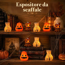 Carica l'immagine nel visualizzatore di Gallery, Candele LED Halloween set 9 pezzi, zucca, albero e mano di mostro