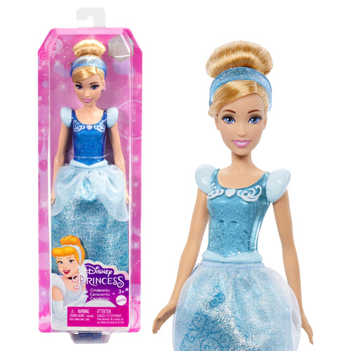 Mattel Disney Princess - Cenerentola bambola con capi e accessori scintillanti ispirati al film, giocattolo per bambini, 3+ Anni, HLW06
