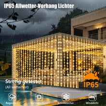 Carica l'immagine nel visualizzatore di Gallery, Holwim Catena di luci a energia solare, 3 x 3 m, 300 LED, IP65, impermeabile, per interni ed esterni, 8 modalità con telecomando, per feste, Natale (bianco caldo solare)