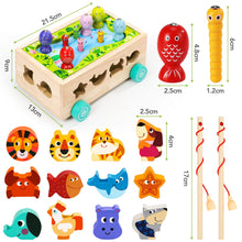 Carica l'immagine nel visualizzatore di Gallery, Giochi Montessori 2 Anni | 6 in 1 Magnetici di Pesca in Legno Abilità Motorie Giocattoli Educativi | Giochi per Bambini 