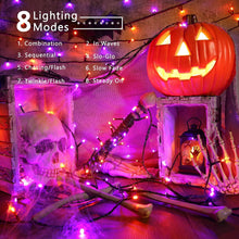 Carica l'immagine nel visualizzatore di Gallery, ODEETRONIC Halloween Catena Luminosa Arancia + Viola, 20M 200 LED Esterno Natale Decorazione Stringa Luci 8 Modalità Imp