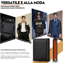 Carica l'immagine nel visualizzatore di Gallery, TEEHON® Portafoglio Uomo Slim Vera Pelle Blocco RFID, con Tasca Portamonete,2 Scomparti Banconote,10 Porta Carte di Credito, Portachiavi. Portafogli Piccolo Sottile-nero e arancione