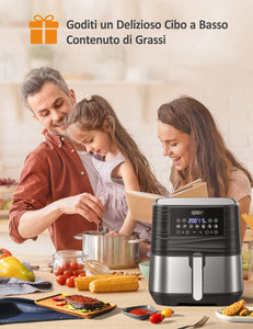 Innsky Friggitrice ad Aria 5,5 Litri, 1700W Friggitrice ad Aria Calda con 11 Programmi, Air Fryer con Funzione di Preriscaldamento, Sbrinamento, Keep Warm, Ricette Italiane