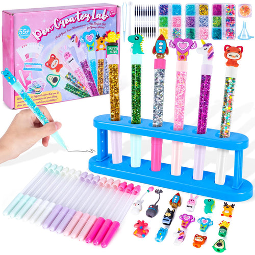 FGZU Kit Creativo per Creare Penne Carine, Lavoretti Creativi per Bambini idee Regalo per Bambina 6 7 8 9 10 Anni, Set di Penne di Cancelleria per Bambini, Giochi Bambina 4-12 Anni