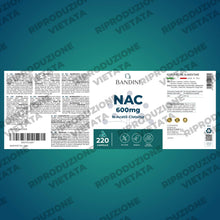 Carica l'immagine nel visualizzatore di Gallery, Bandini® NAC N-Acetil-Cisteina 220 Capsule 600mg, Precursore del Glutatione
