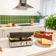 Carica l'immagine nel visualizzatore di Gallery, Cecotec Griglia elettrica Rock'nGrill Blaze. 2400 W, rivestimento RockStone, facile da pulire, apertura a 180°, senza BPA, superficie di cottura 29 x 23 cm, temperatura regolabile