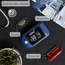 Carica l'immagine nel visualizzatore di Gallery, Pulsossimetro Pulox PO-200 Solo in blu - Misurazione della saturazione di ossigeno (SpO₂), della frequenza cardiaca (pol