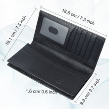 Carica l'immagine nel visualizzatore di Gallery, VISOUL Portafoglio Lungo in Vera Pelle da Uomo con Blocco RFID, Portafogli Verticale da Uomo Portafoglio Slim Bifold con 3 Scomparti Banconote e 12 Slot per Carte credito (Nero)