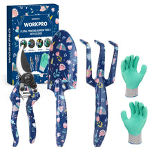 Carica l'immagine nel visualizzatore di Gallery, WORKPRO Set di attrezzi da giardino da 4 pezzi, attrezzi da giardino con scatola regalo, pala da giardino, cesoie da gia