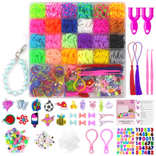 Carica l&#39;immagine nel visualizzatore di Gallery, Uolifrem Elastici per Braccialetti Bambini, 29 Colori Elastici Braccialetti Kit, Fai Da Te Loom Bands Kit con Accessori，Starter kit di elastici, Regalo per Ragazze e Ragazzi