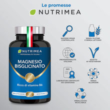 Carica l'immagine nel visualizzatore di Gallery, Magnesio Bisglicinato 1500 mg con Vitamina B6 | 90 Capsule | Nutrimea
