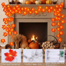 Carica l'immagine nel visualizzatore di Gallery, KATELUO Catena Luminosa Autunnale a Batteria, 3 Metri 20 LED Foglia d'Acero Ghirlanda Luci, Foglie di Acero Luci, Hallow