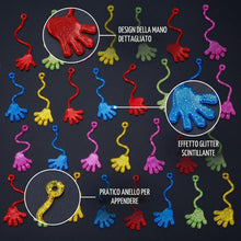 Carica l'immagine nel visualizzatore di Gallery, Set di 30 Mani Appiccicose Colorate - Giocattoli Elastici e Sticky per Bambini - Piccoli Regali per Compleanni, Feste e 