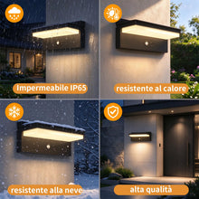 Carica l'immagine nel visualizzatore di Gallery, Lampada solare da esterno con rilevatore di movimento, 4 modalità di illuminazione solare LED, impermeabile IP65, 3000 K