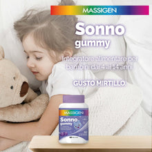 Carica l'immagine nel visualizzatore di Gallery, Massigen - Sonno Gummy, Integratore Alimentare con Melatonina e Estratti Naturali, Due Confezioni 60 Caramelle da 3,3 g, Vitamine Gommose, Gusto Mirtillo, Per Rilassamento e Sonno