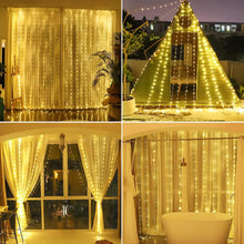 Carica l'immagine nel visualizzatore di Gallery, Tenda Luminosa 2x2 m, 200 Led Impermeabile LED Catena Luminosa Luci Cascata per Decorare Interni e Esterni Nozze, Festa,
