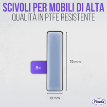 Carica l'immagine nel visualizzatore di Gallery, Filzada® 8x Piedini per Mobili Autoadesivi Teflon 70x19 mm - Scivoli PTFE