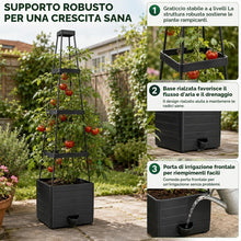 Carica l'immagine nel visualizzatore di Gallery, 2 Fioriere con Traliccio per Pomodori Autoirriganti