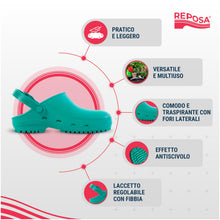 Carica l'immagine nel visualizzatore di Gallery, REPOSA Eco - Zoccoli Donna e Uomo in Gomma Comodi, Leggeri e Antishock, Ideali per Casa, Giardinaggio, Fai da Te - Ciabatte Donna Anatomiche con Fori Laterali, Laccetto Ribaltabile e Suola Antiscivolo