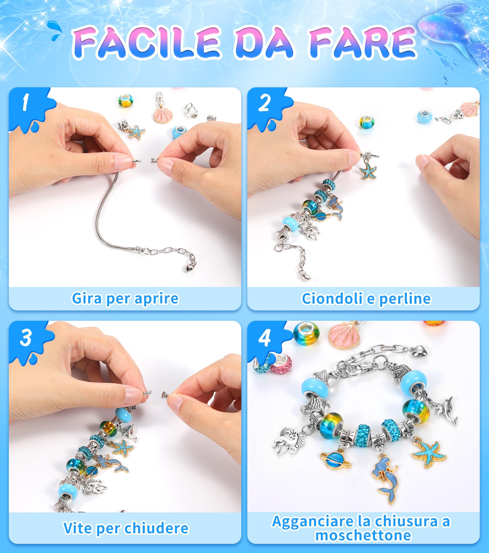 Kit Creazione Gioielli Per Bambine - Con Ciondoli, Resina, Collane E Braccialetti, Ideale Regalo Creativo - Foto 8