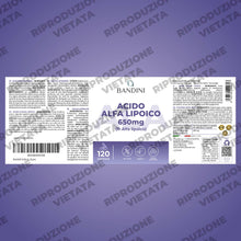 Carica l'immagine nel visualizzatore di Gallery, Bandini® Acido Alfa Lipoico 650 mg, 120 Capsule vegane ad Alto Dosaggio