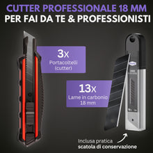 Carica l'immagine nel visualizzatore di Gallery, Filzada® 3x Taglierino Professionale Cutter con 13 Lame Carbon - Nitido