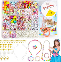 Carica l'immagine nel visualizzatore di Gallery, Elekin Bambini Perline, 800+ Set di Perline Fai Da Te per Bambini, Braccialetti Fai Da Te, Collane, Perline per Bracciale, Kit per la Creazione di Gioielli Colorati