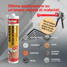 Carica l'immagine nel visualizzatore di Gallery, Fischer, Silicone Sigillante SBM 310 Sabbia, Neutro a Basso Modulo, Elastico, Inodore, Senza Solventi, per Edilizia, Lat