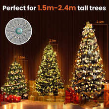 Carica l'immagine nel visualizzatore di Gallery, GARITE - Catena luminosa per albero di Natale, 2 m, 400 LED, con anello e 16 ghirlande, illuminazione a LED, per albero di Natale, catena luminosa per 150 cm, 180 cm, 210 cm, 240 cm