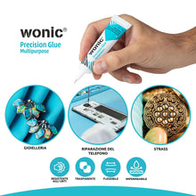 Carica l'immagine nel visualizzatore di Gallery, WONIC® Precision Glue 15g | Colla speciale per la sostituzione degli schermi di smartphone, tablet e smartwatch | trasparente | flessibile | resistente all'acqua | antivibrante | punta metallica |