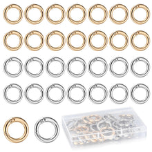 Carica l'immagine nel visualizzatore di Gallery, 30 Pz Moschettoni Rotondi a Molla per Borse e Portachiavi, Oro Argento