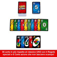 Carica l'immagine nel visualizzatore di Gallery, Mattel Games - UNO No Mercy, la versione di UNO più brutale di sempre in confezione in metallo, con 56 nuove carte, regole speciali come Pesca 6 e Pesca 10, giocattolo per bambini, 7+ anni, HXT57