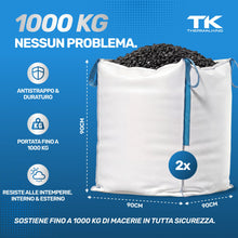 Carica l'immagine nel visualizzatore di Gallery, Sacco per il trasporto, per costruzioni in legno, rifiuti da giardino, sabbia ecc, 90 x 90 x 90 cm, portata 1000 kg (2)