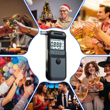 Carica l'immagine nel visualizzatore di Gallery, Alcohol tester con 15 bocchini, tester per alcol con schermo LCD, etilometro digitale con illuminazione di emergenza a LED, per test di alcol