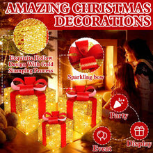Carica l'immagine nel visualizzatore di Gallery, Vautvis 3 Scatole Luminose Natalizie, Regalo Con Decorazione LED, Luci Natalizie per Casa