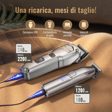 Carica l'immagine nel visualizzatore di Gallery, Tagliacapelli uomo professionale &amp; T-blade, Macchinetta per capelli, Regolabarba, Tagliacapelli elettrico, set da toelettatura IPX7 impermeabile ricaricabile per uomo