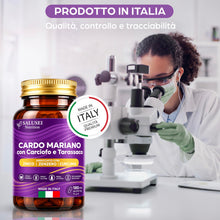 Carica l'immagine nel visualizzatore di Gallery, Cardo mariano tarassaco e carciofo (Dente di Leone), 180 CAPSULE, VEGANO, Integratore con 80% Silimarina, Curcuma, Zenze