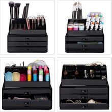 Carica l'immagine nel visualizzatore di Gallery, Relaxdays Portatrucchi, 2 Organizer Combinabili, Portaoggetti per Cosmetici con Cassetti, Multiuso, Versatile, Nero