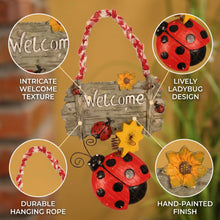 Carica l'immagine nel visualizzatore di Gallery, Targa Benvenuto Giardino Decorazioni da Esterno con Ali Aperte, Cartello Welcome Vintage in Resina e Ferro Colorato per 