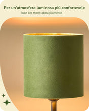 Carica l'immagine nel visualizzatore di Gallery, EDISHINE Lampada da Comodino, Paralume in Velluto, Base Metallo, Verde