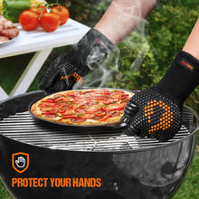 Carica l'immagine nel visualizzatore di Gallery, onlyfire Guanti da Barbecue, Guanti da Forno Resistenti al Calore Estremo di 800°C, Guanti da Forno in Silicone per Grigliare, Grigliare, Cuocere al Forno e Cucinare, Nero