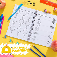 Carica l&#39;immagine nel visualizzatore di Gallery, Finoly Libri Pregrafismo per Bambini | Libri Pregrafismo 3-6 Anni | Libro per Imparare a Scrivere A4 | Impariamo a Tracciare | Libro Ricalcare Lettere e Numeri | Quaderni Pregrafismo Attività Bambini