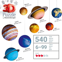 Carica l'immagine nel visualizzatore di Gallery, Ravensburger - Puzzle 3D Sistema Solare 522 pezzi, Puzzle 6+ anni